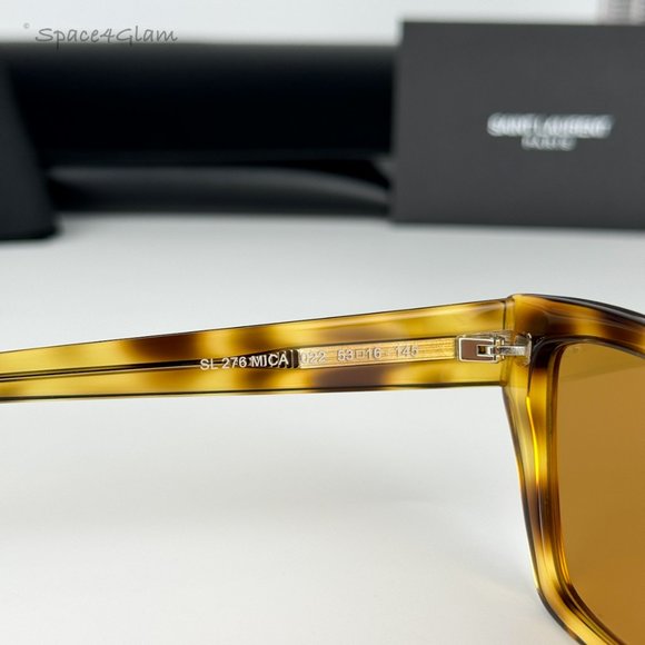NEW Saint Laurent SL276 MICA 022 Havana Yellow Cat Eye Women Sunglasses - Picture 9 of 12